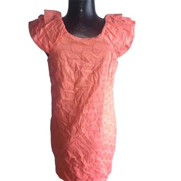Dressbarn Orange Short Ruffle Sleeve Dress 12 - Picture 6 of 7